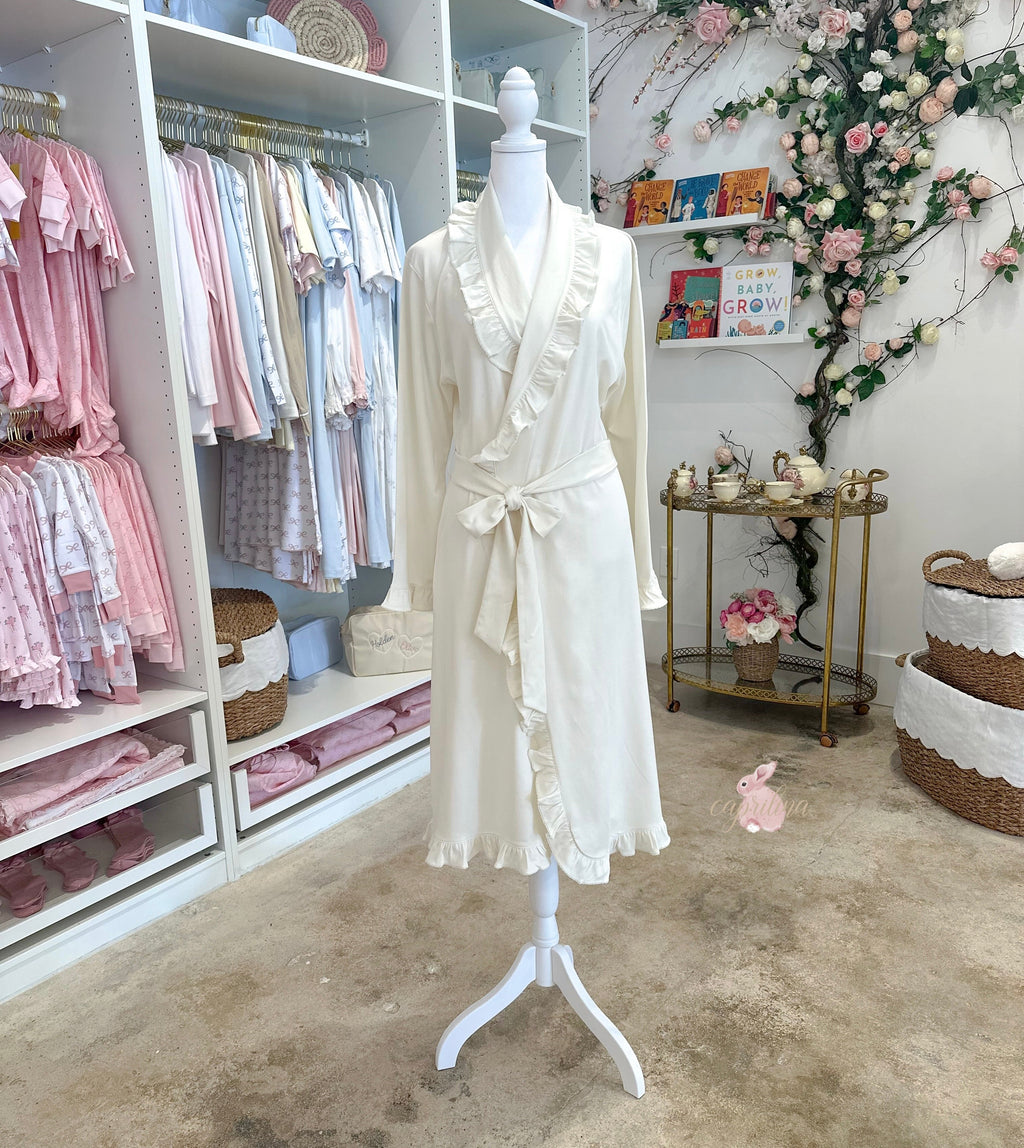 LUXURY IVORY RUFFLE ROBE