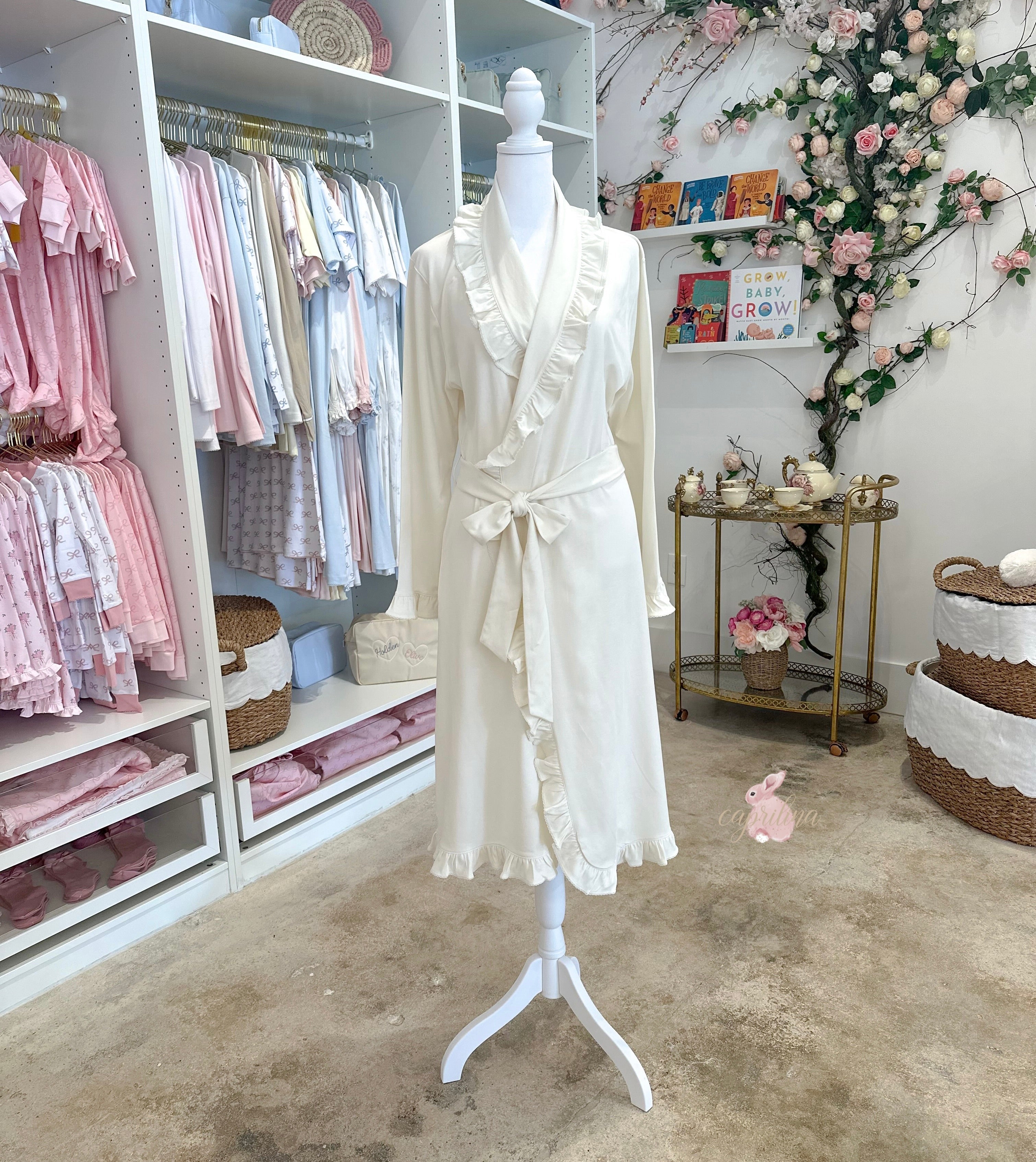 LUXURY IVORY RUFFLE ROBE