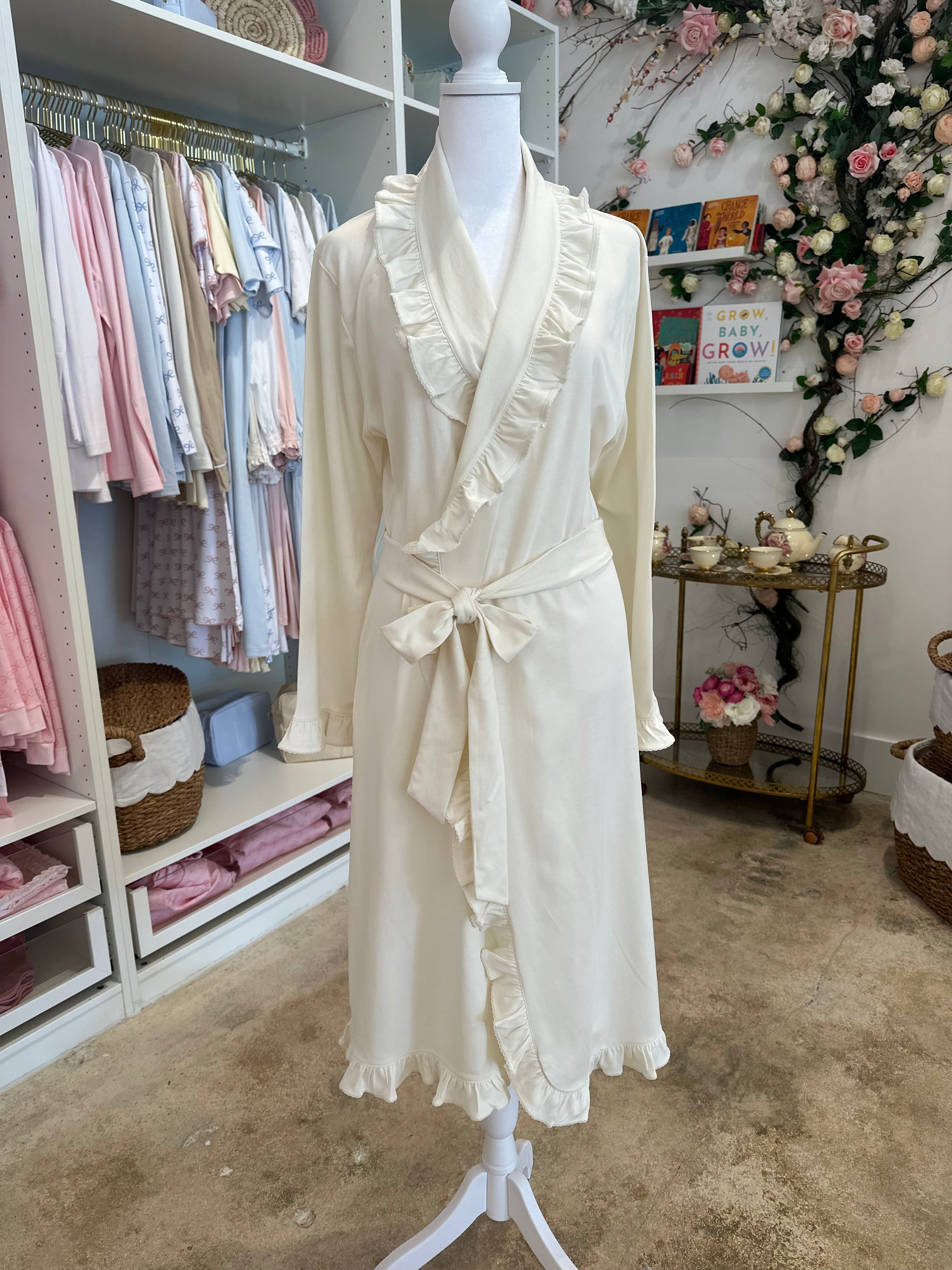 LUXURY IVORY RUFFLE ROBE