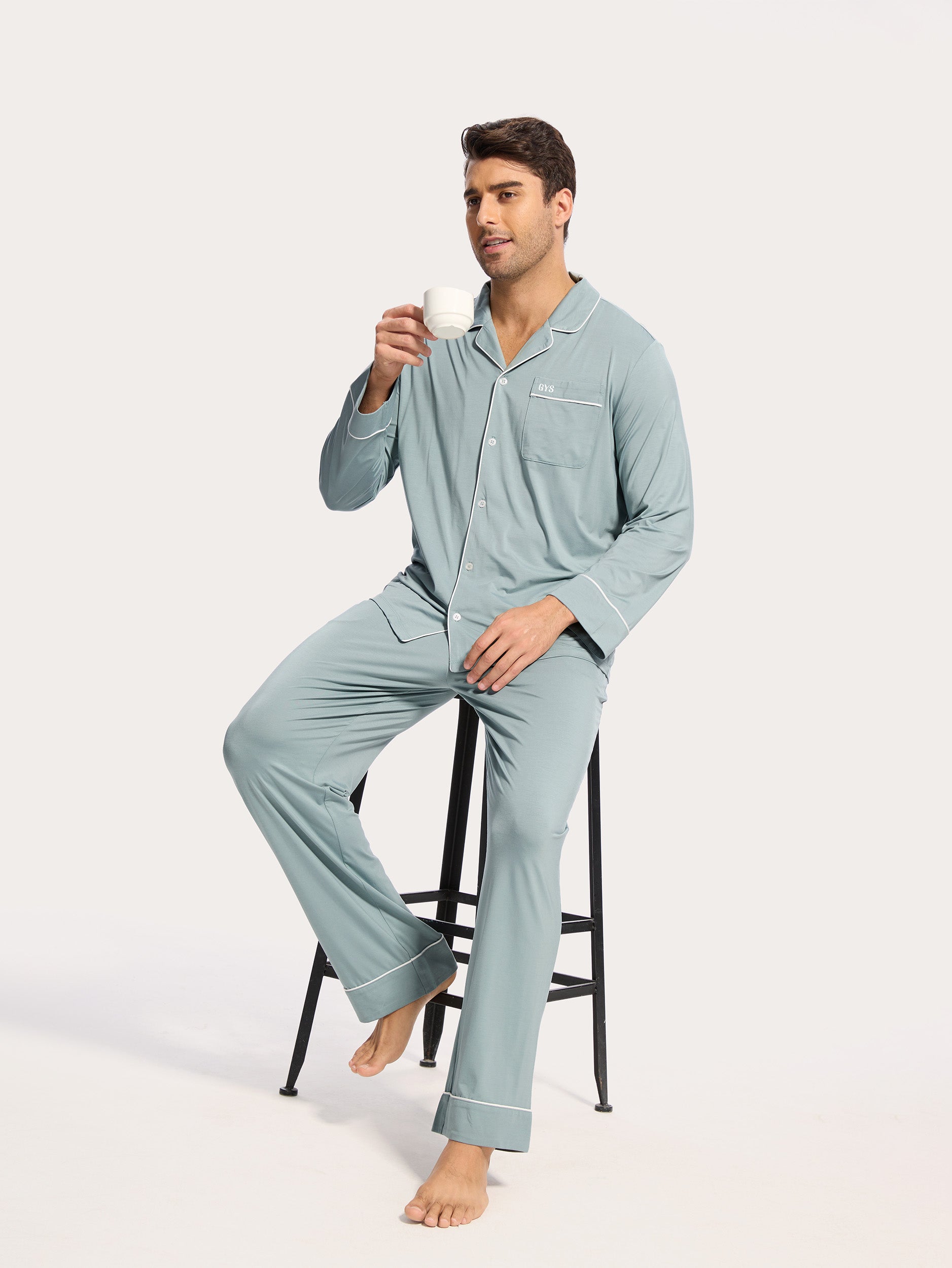 GYS Premium™ Bamboo Men Long Sleeve Pajama Sets