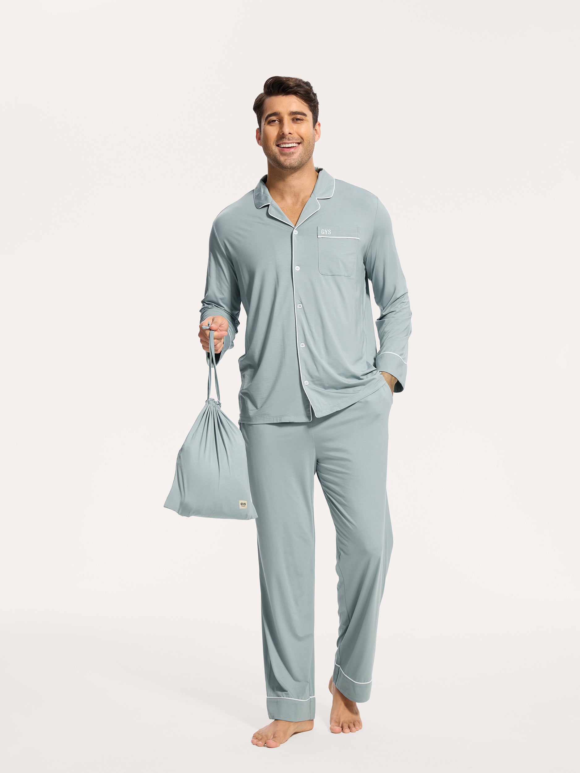 GYS Premium™ Bamboo Men Long Sleeve Pajama Sets