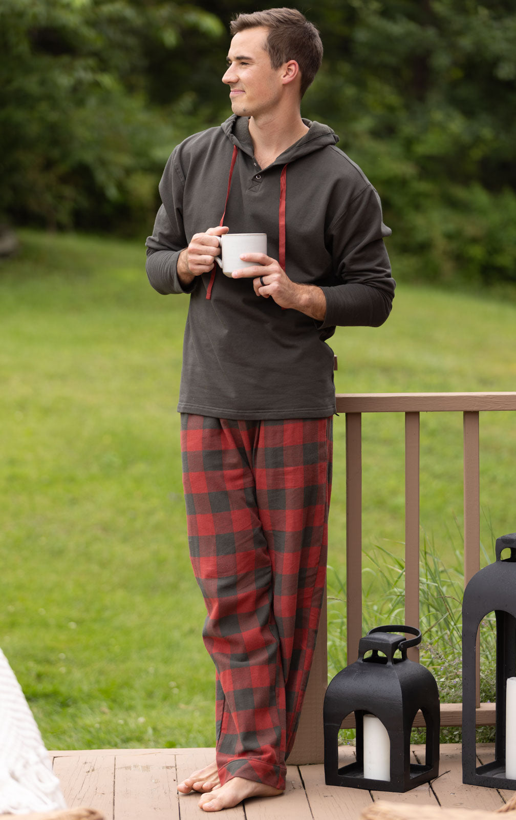 Buffalo Plaid Hoodie Men's Pajamas