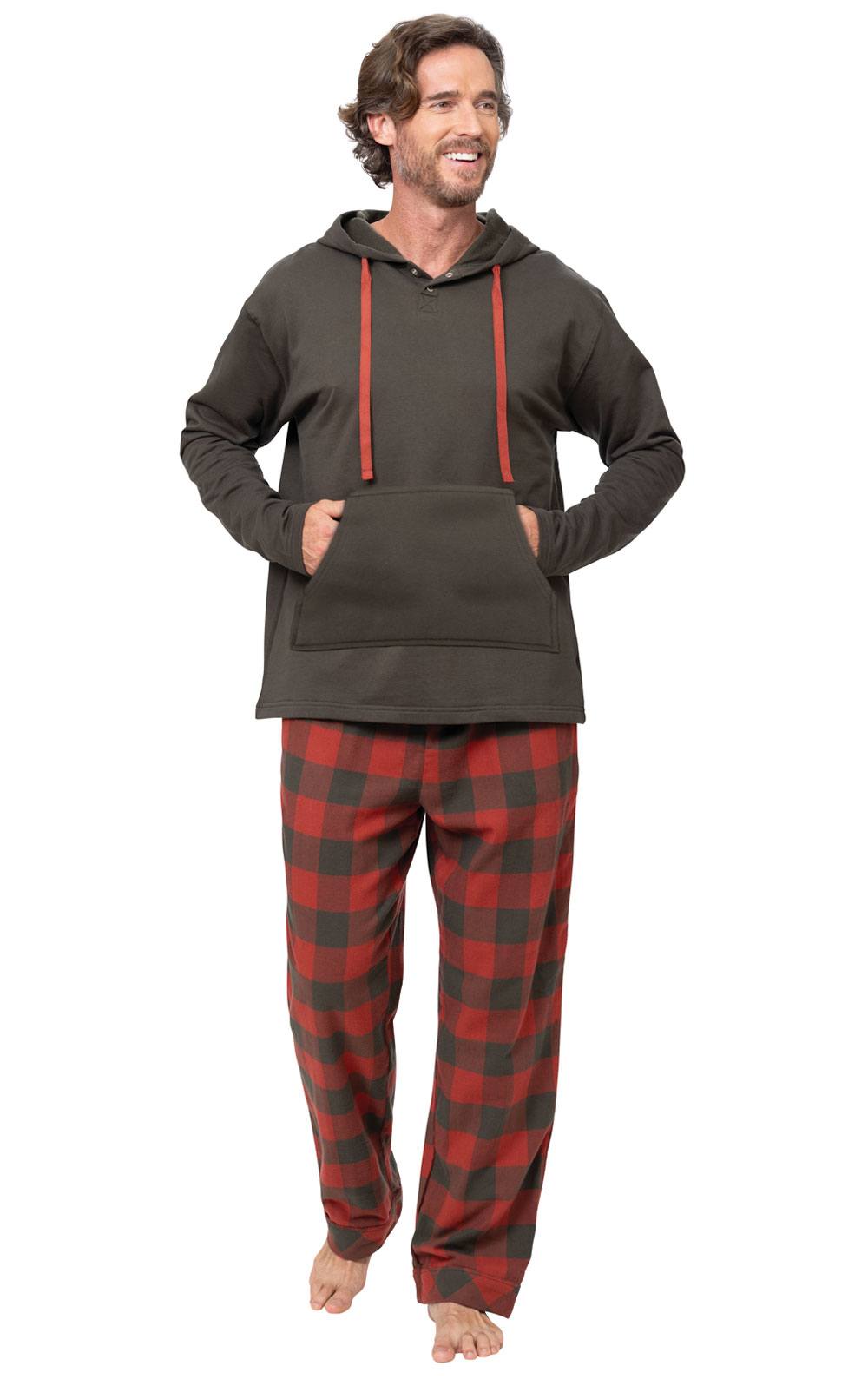 Buffalo Plaid Hoodie Men's Pajamas
