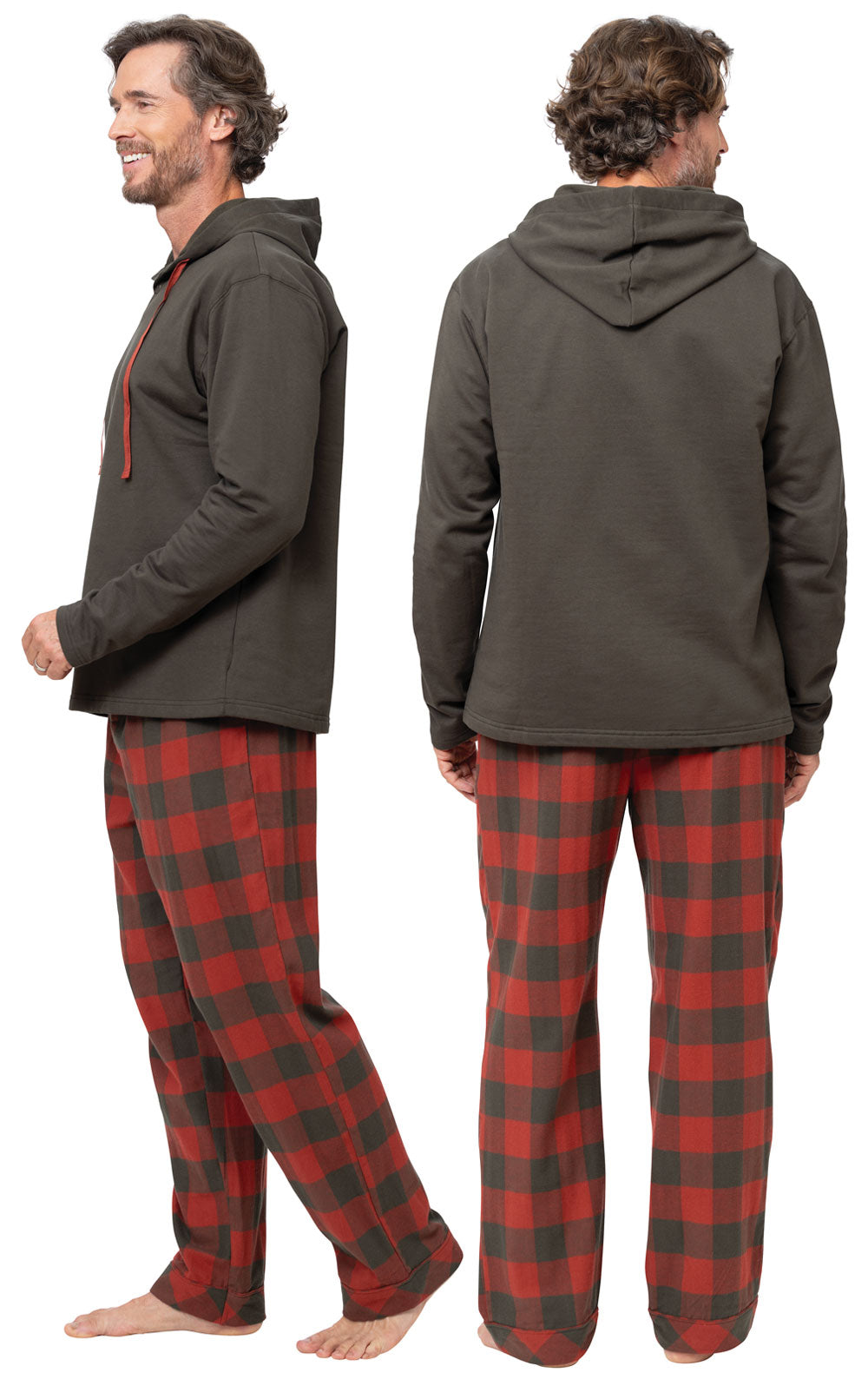 Buffalo Plaid Hoodie Men's Pajamas