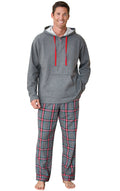 Gray Plaid Hoodie & Pant Men's Pajamas