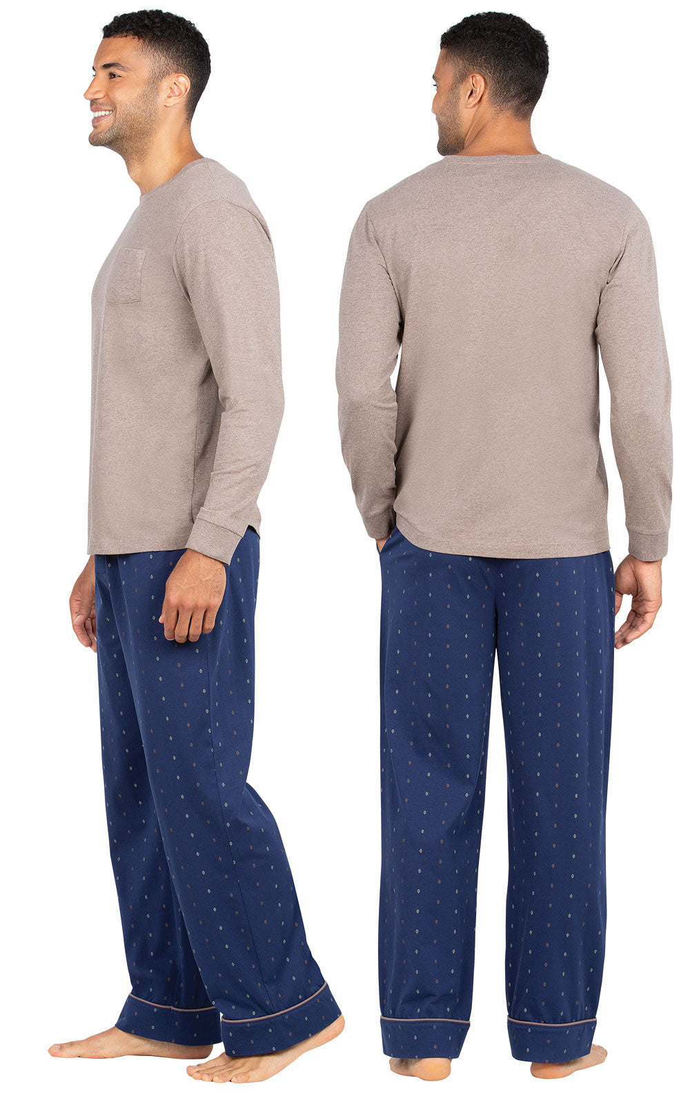 Printed Long Sleeve Pullover Men's Pajamas
