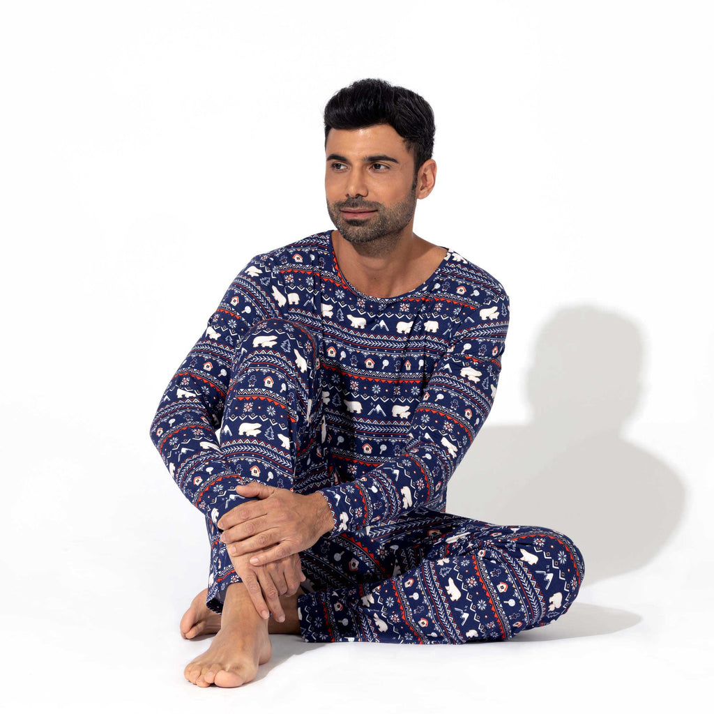 Polar Isle Blue Bamboo Men's Pajama Set